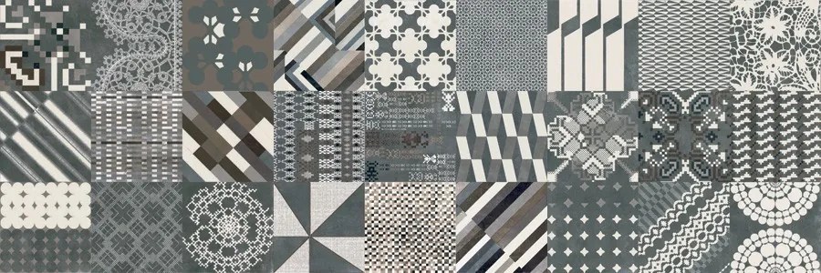 Mutina Azulej Combination decoro Piastrella Smaltata Cm 20x20 Seconda Scelta 27 Pattern Nero