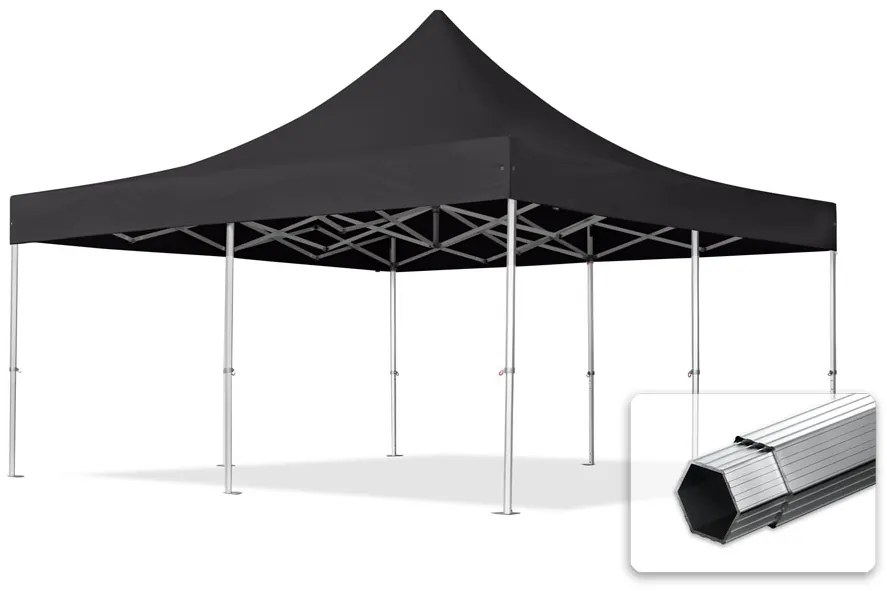 TOOLPORT 5x5m gazebo pieghevole PVC, PROFESSIONAL alluminio, nero - (59058)