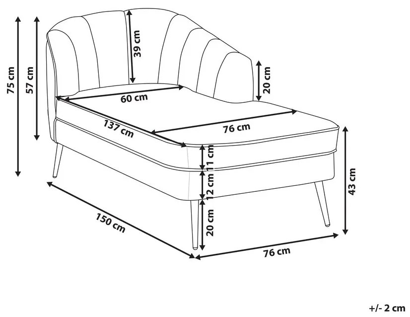 Chaise longue bouclé grigio chiaro sinistra ALLIER Beliani