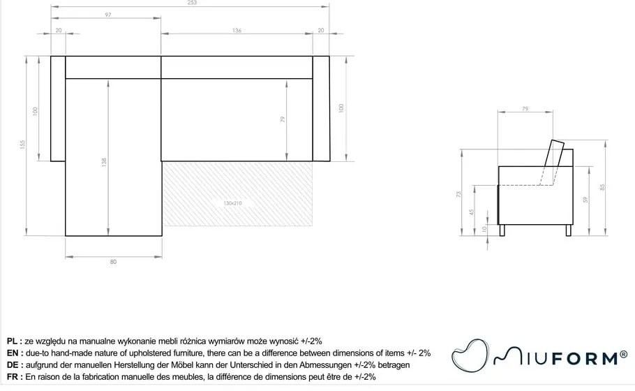 Divano letto in velluto a coste marrone chiaro (variabile) Lazy Lukka - Miuform