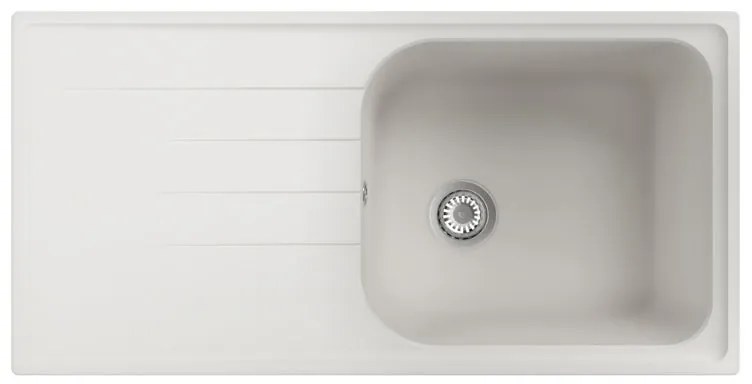 Lavello sopratop 1 vasca con gocciolatoio laterale destro o sinistro DELINIA Elba quarzo L 50 x L 100 cm bianco
