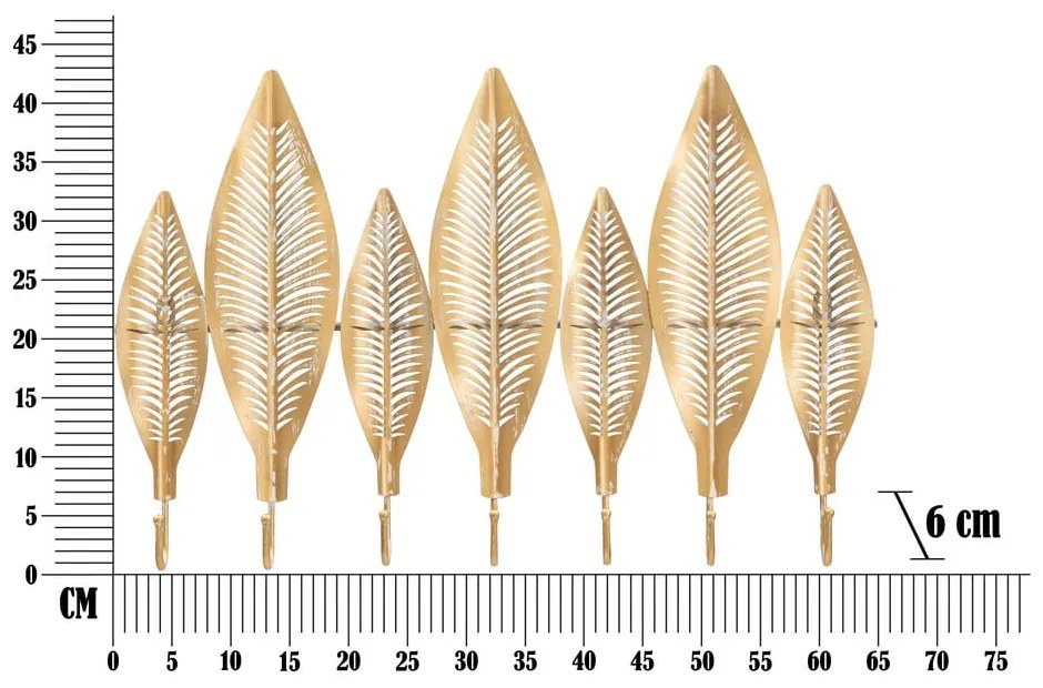 Appendiabiti da parete in metallo color oro Long Leaf - Mauro Ferretti