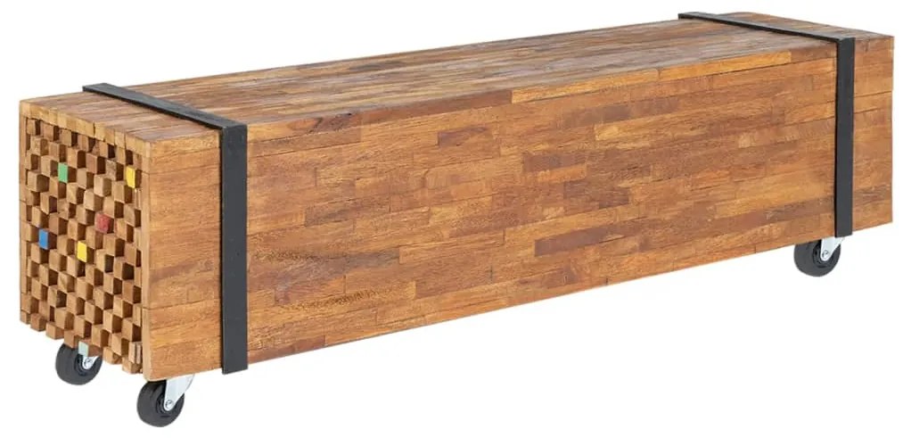 Mobile Porta Tv 110x30x32,5 Cm İn Legno Massello Di Teak /