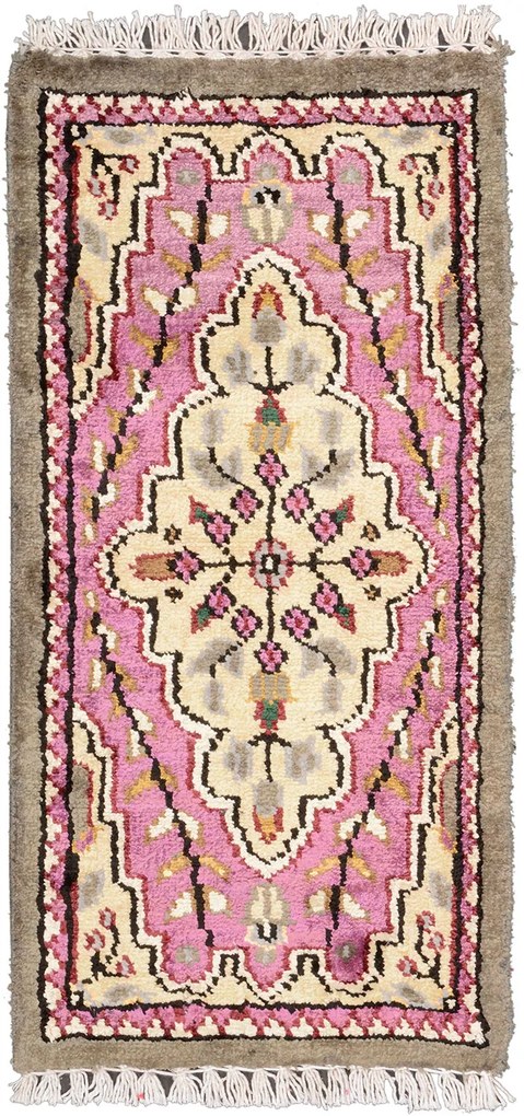Agra Tappeto 60x30 Beige (Indian) Annodato A Mano