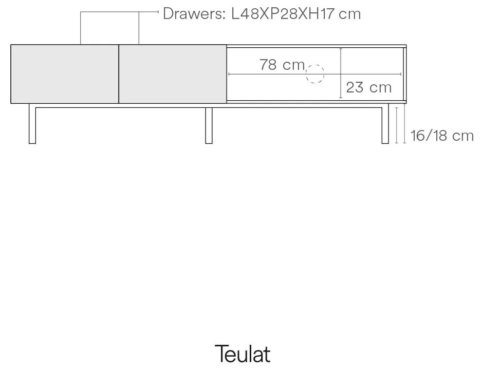 Tavolo TV in rovere decorato in bianco e naturale 180x45 cm Arista - Teulat