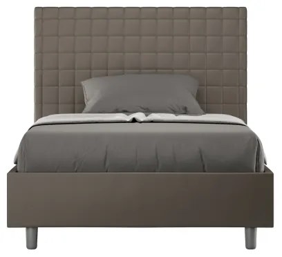 Letto matrimoniale francese contenitore imbottito 140x200 similpelle cappuccino Sunny