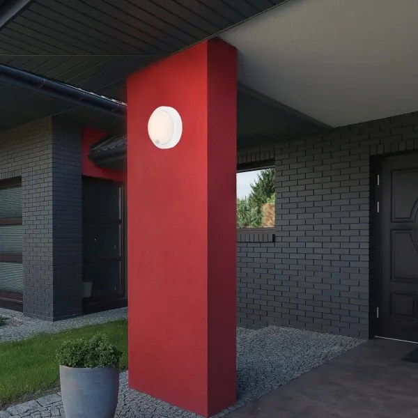 Brilo - lampada da parete ricaricabile per esterni con sensore, LED 4W/5V, batteria 4400 mAh, IP44, bianca