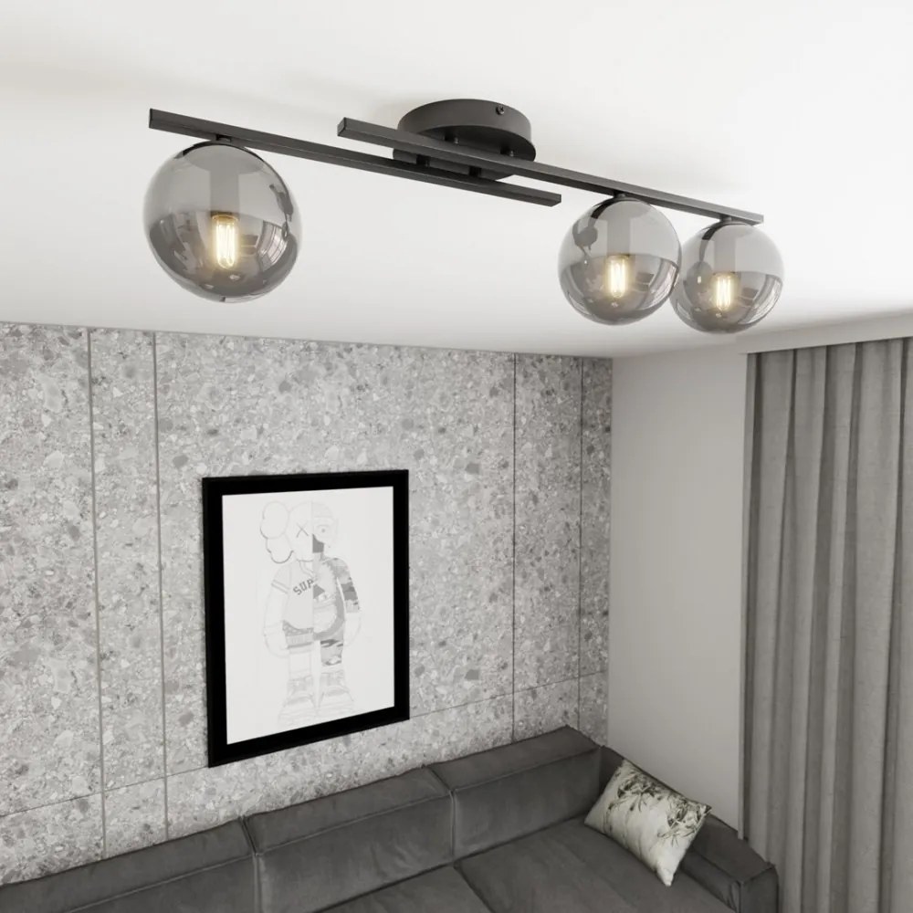 Lampada da soffitto in acciaio KAIRO 3 da interno 3xE14 Colore del corpo Nero e Grafite