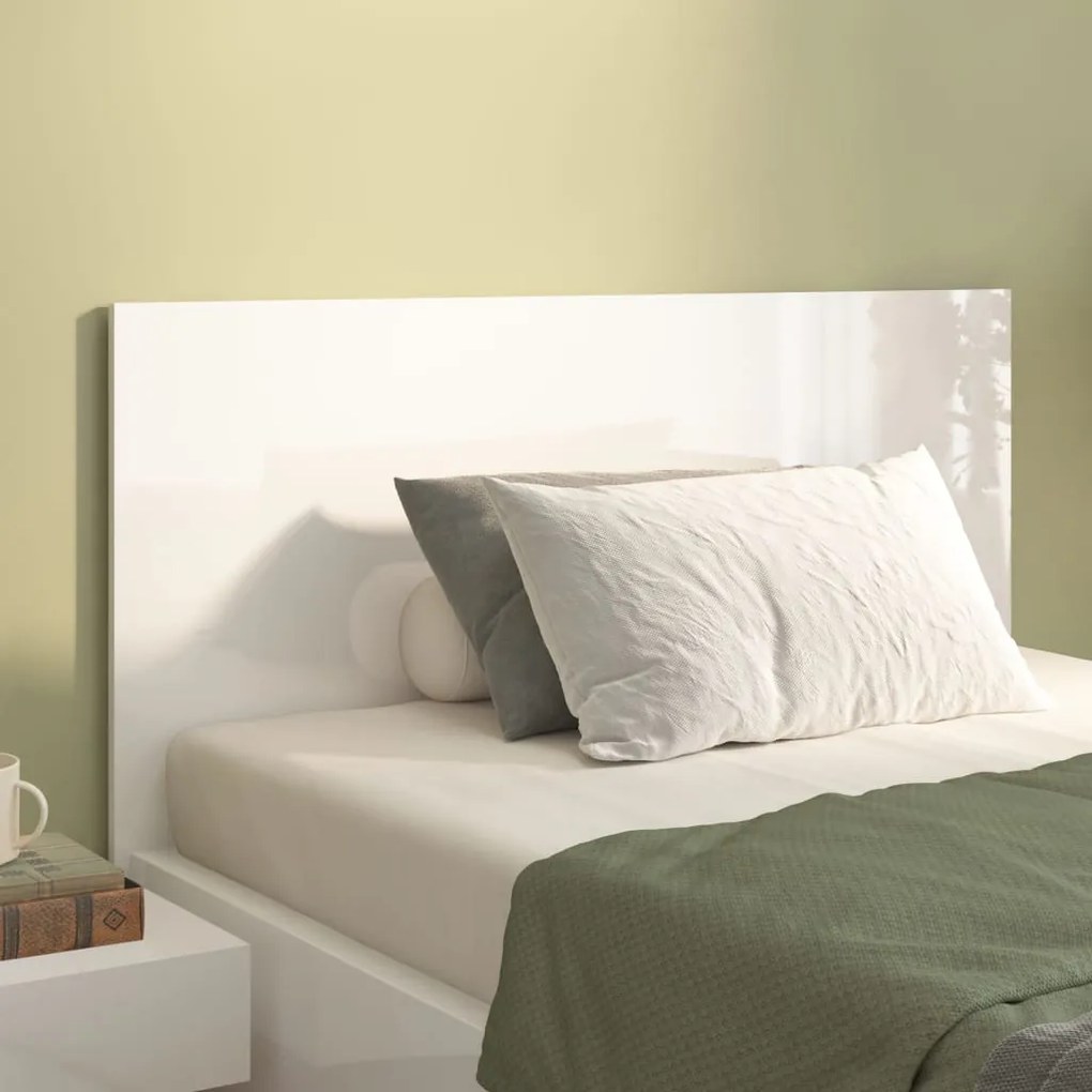 Testiera Per Letto Bianco Lucido 120x1,5x80cm Legno Multistrato /
