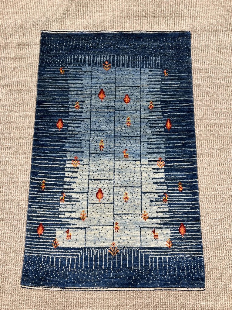 Loribaft Tappeto persiano 90x60 Blu (Iran) Annodato A Mano