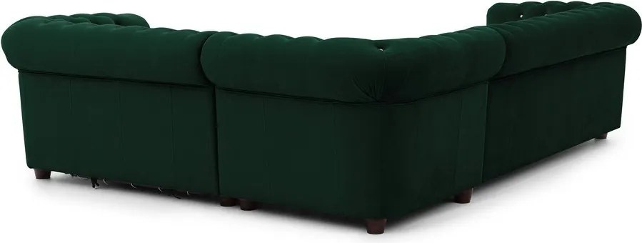 Divano angolare verde allungabile (con penisola a destra/a L) con rivestimento in velluto York Blik – Ropez