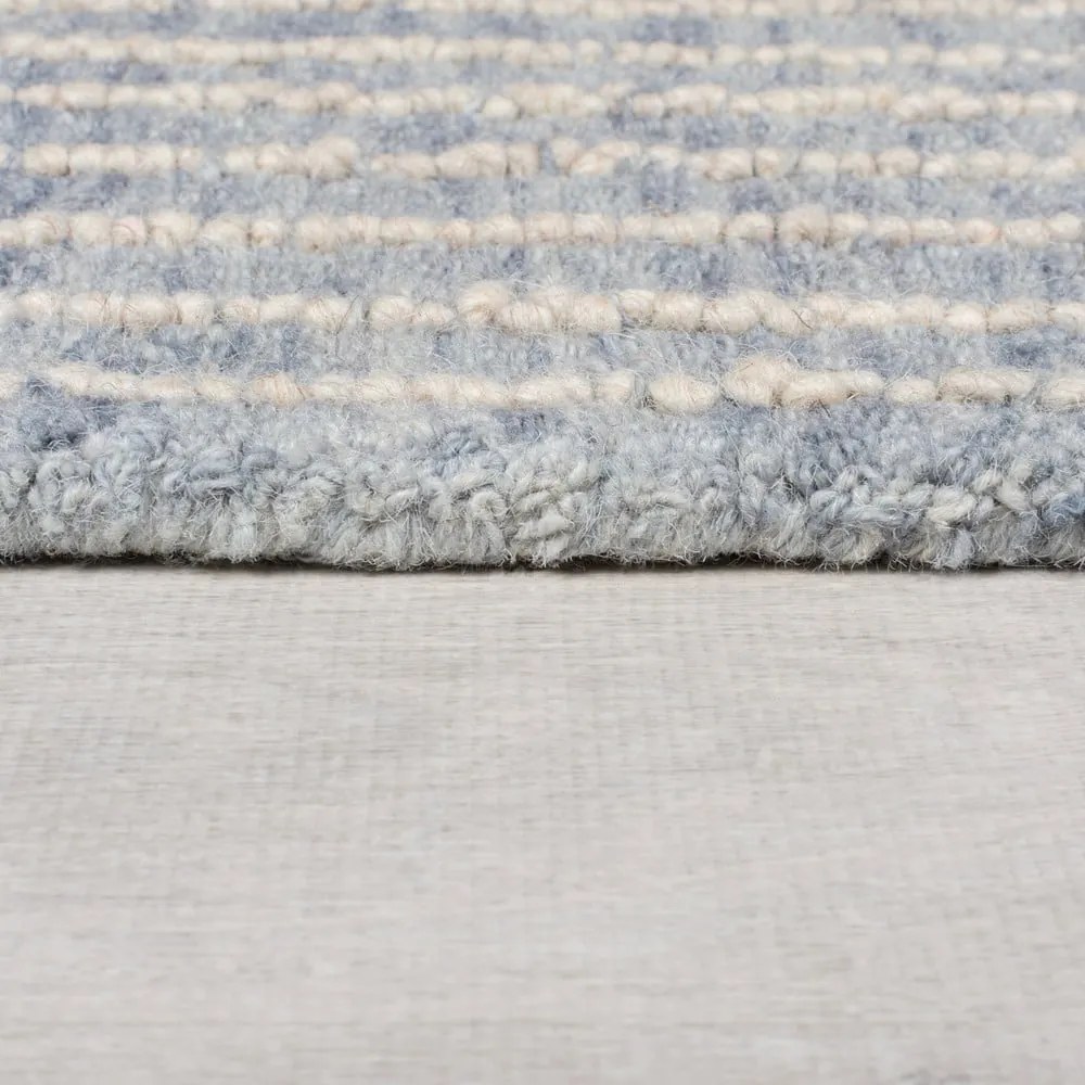 Tappeto in lana blu chiaro tessuto a mano 80x150 cm Memphis Wool - Flair Rugs