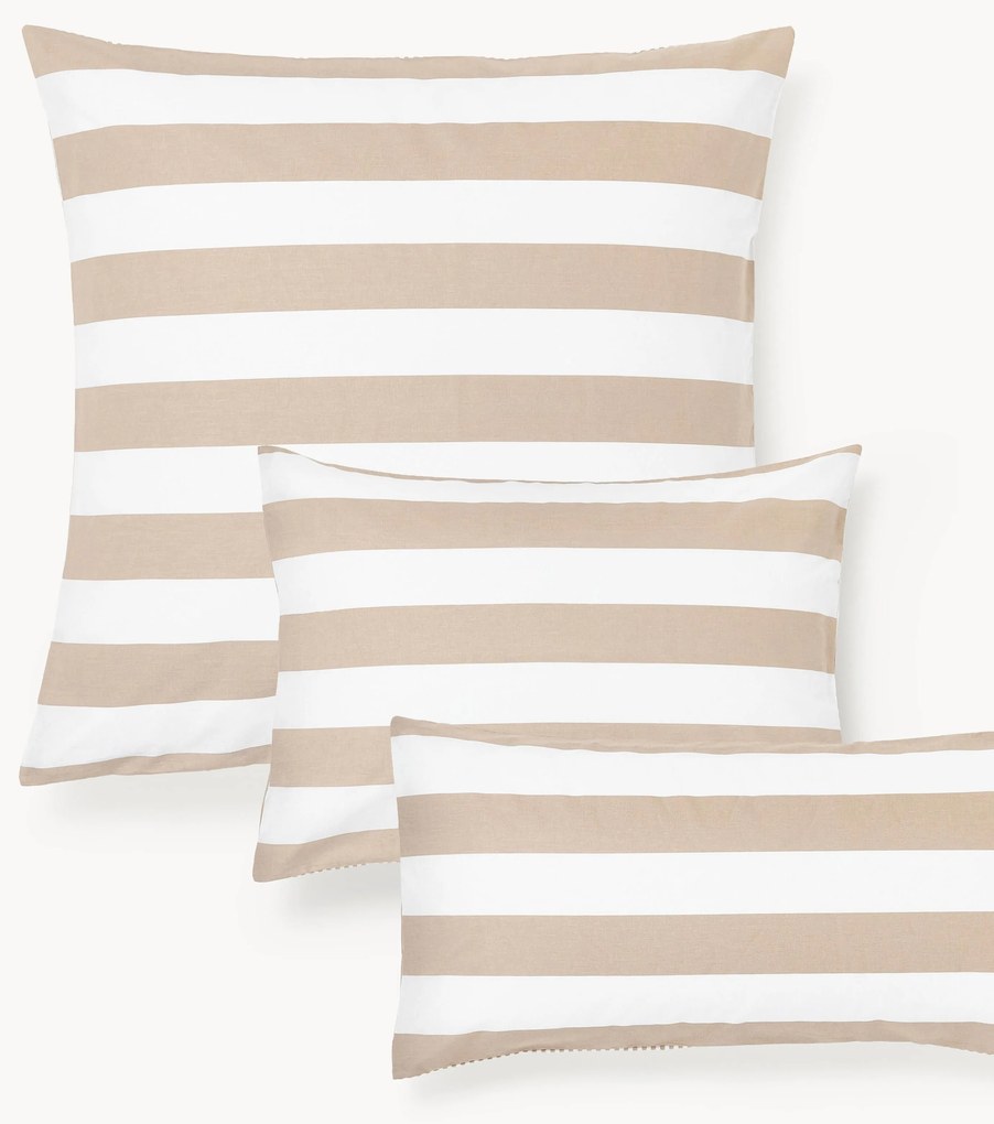 Federa reversibile in cotone a righe Lorena