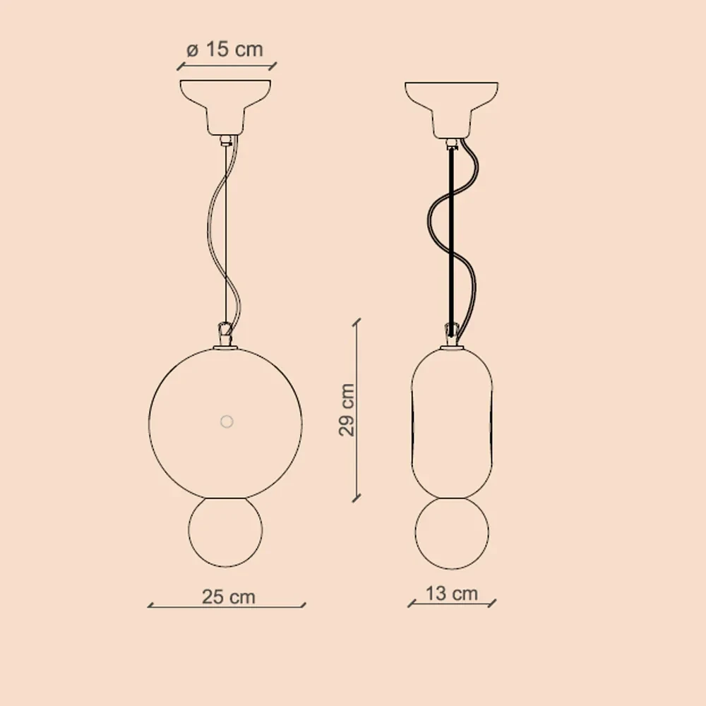 Sospensione Vintage Decò Bumbum 1 Elemento Ceramica Arancio Pokè 1 Luce E27
