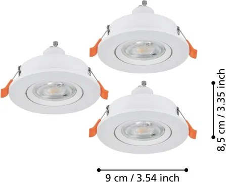 Eglo 902242 - Set 3x faretto LED da incasso BARRANCO 1xGU10/4,5W/230V bianco