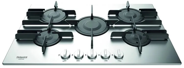 Piano cottura 5 fuochi L 75 cm FTGHL 751 D/IX/HA HOTPOINT silver griglie in ghisa