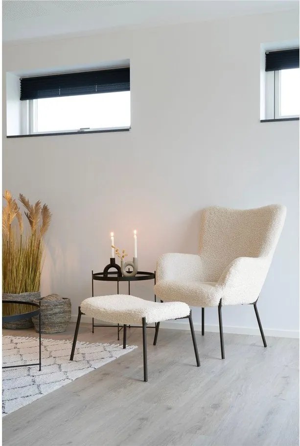 Poggiapiedi color crema con rivestimento in pelliccia sintetica Glasgow – House Nordic