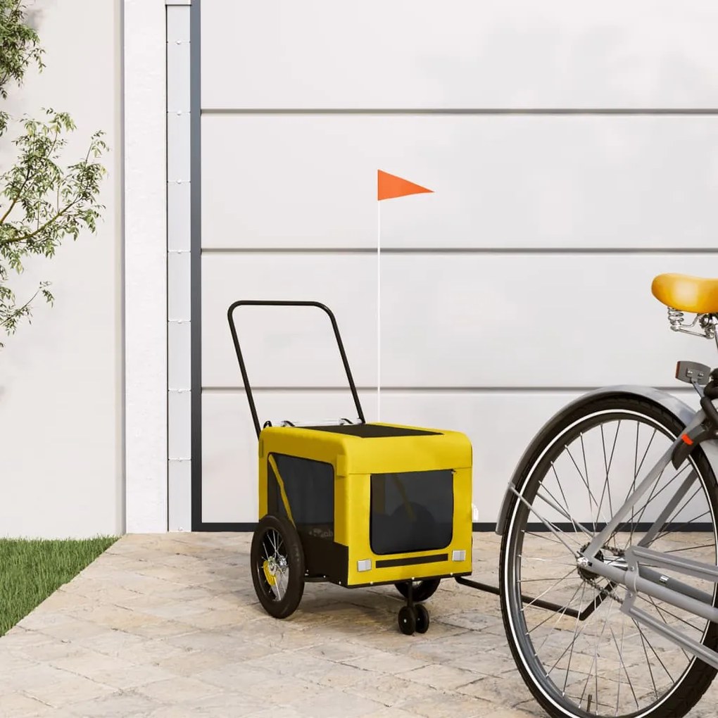 Rimorchio Da Bici Per Animali Giallo E Nero Oxford E Ferro /