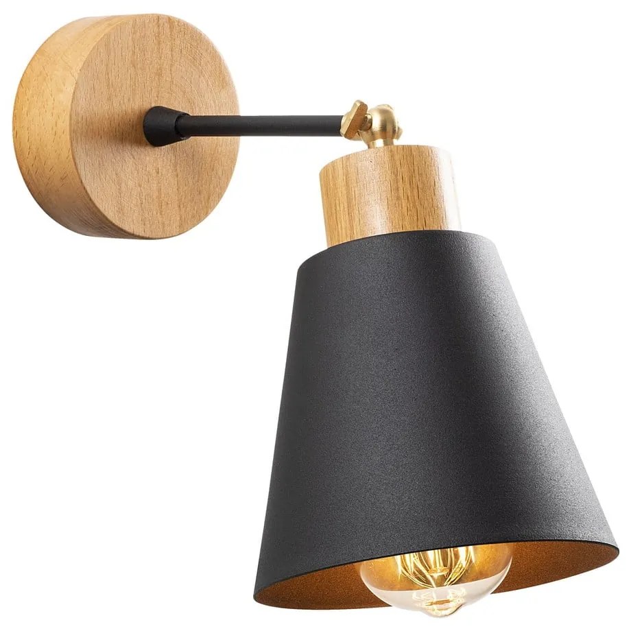 Lampada da parete in nero e naturale ø 14 cm Manavgat - Opviq lights