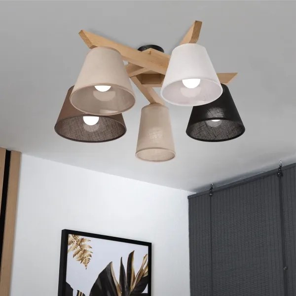 Brilagi - LED Lampadario a plafone ANTHONY 5xE14/40W/230V quercia