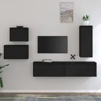 Mobili Porta TV 5 pz Neri in Legno Massello di Pino 3100263