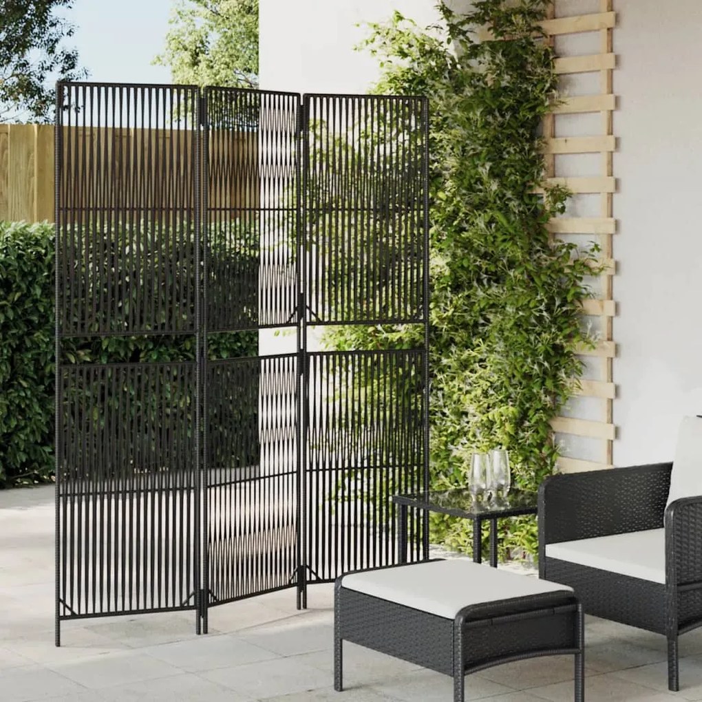 Divisorio Per Ambienti A 3 Pannelli Nero İn Polyrattan /
