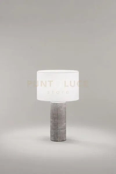 Lampada da tavolo tribale grigio cemento paralume bianco 1 luce att...