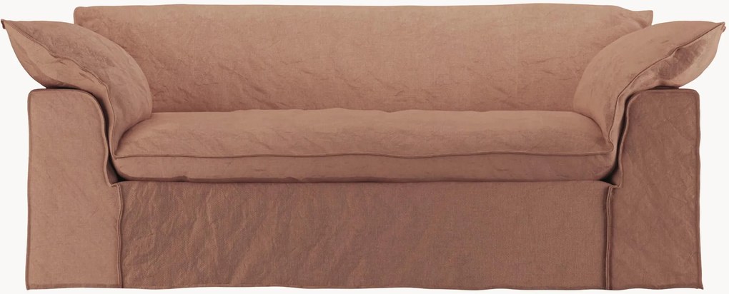 Divano 3 posti in lino rosa antico Nomad, 204 cm