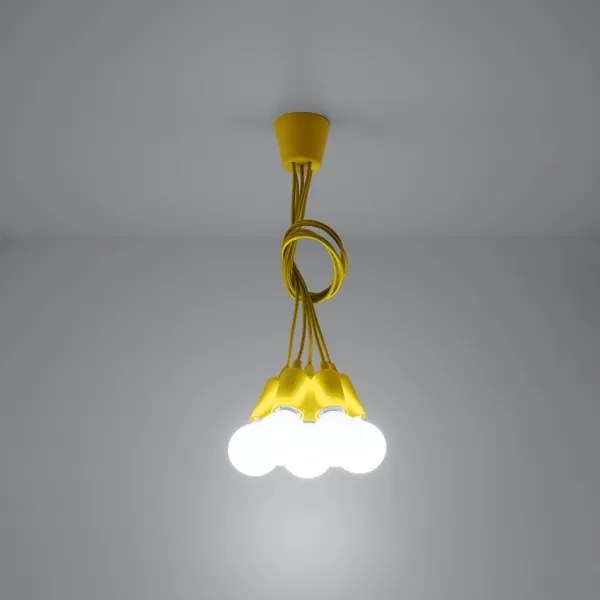 Lampadario su filo DIEGO 5xE27/60W/230V giallo