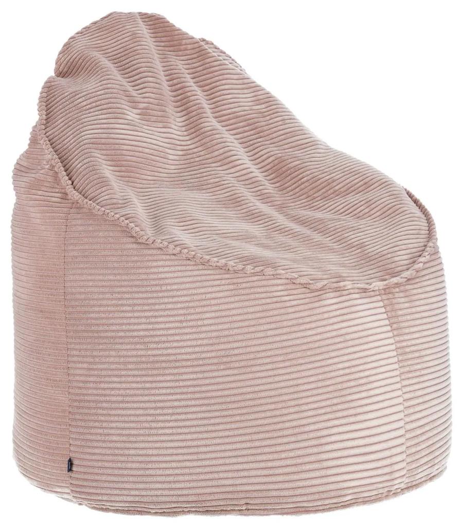 Kave Home - Pouf Wilma in velluto a coste spesso rosa Ã˜ 80 cm