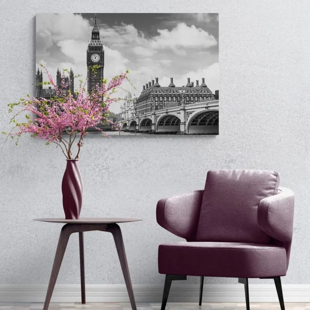 Stampa su tela – Big Ben a Londra in bianco e nero