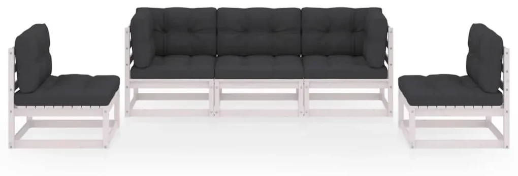 Set divani da giardino 5 pz con cuscini legno massello di pino