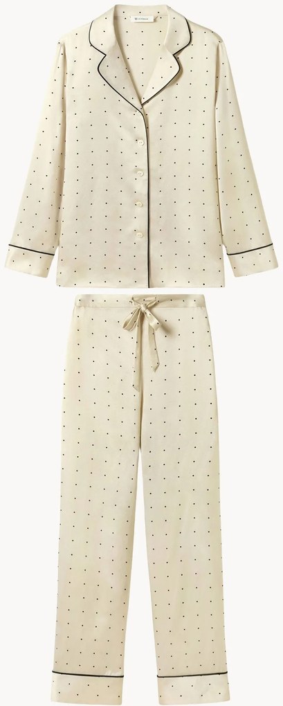 Set di 2 pigiami da donna in seta Polka Dot, in varie misure