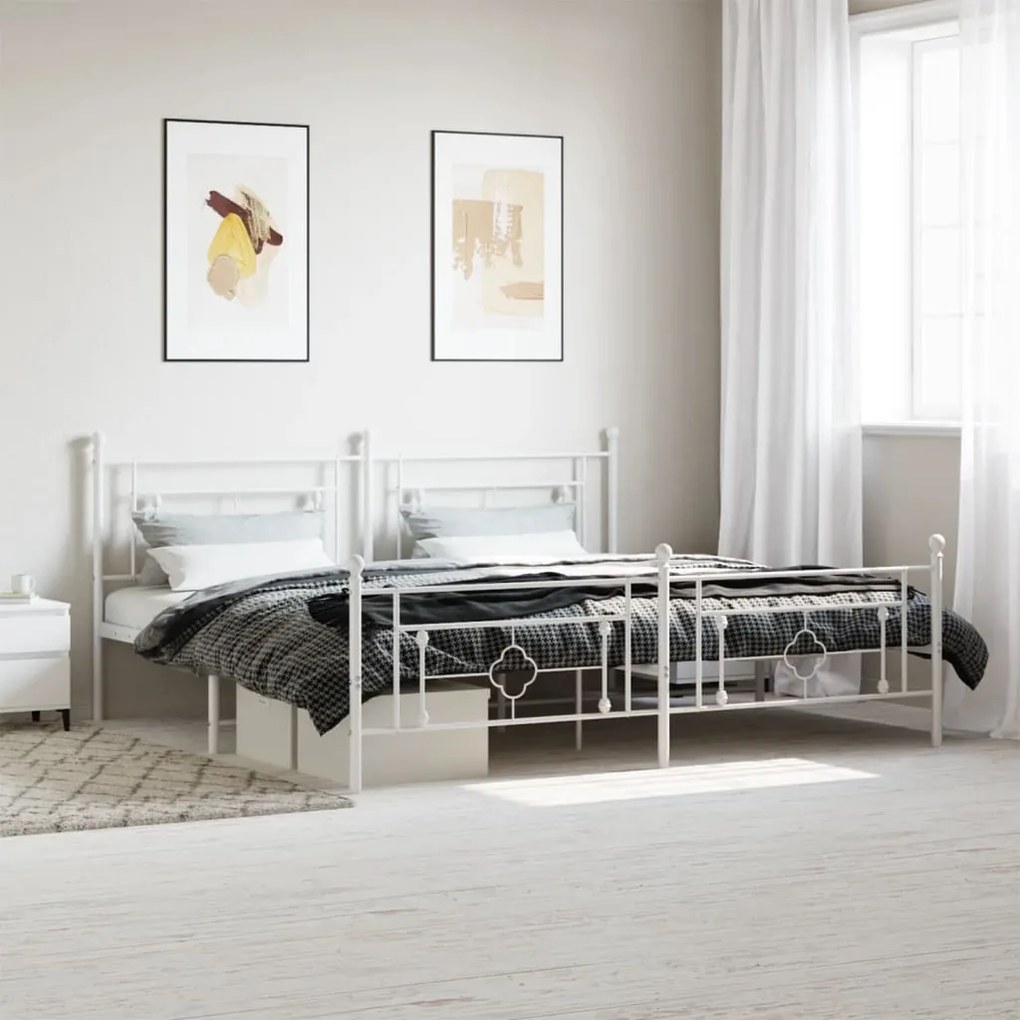 Giroletto Con Testiera E Pediera Metallo Bianco 200x200 Cm /