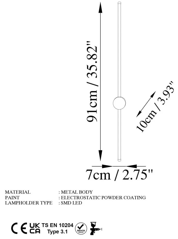 Lampada da parete a LED bianca ø 7 cm Sword - Opviq lights