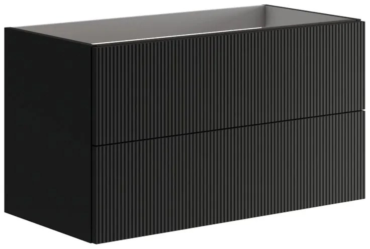 Mobile da bagno sospeso sotto lavabo Opera L 89.5 x H 50 x P 45.5 cm antracite opaco, 2 cassetti