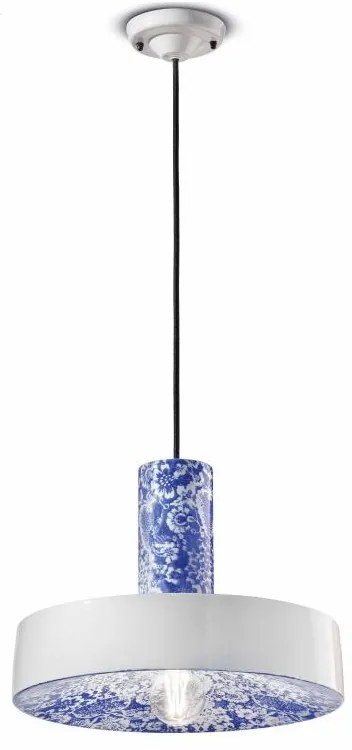 Ferroluce Decò  Pi - 1-light suspension C2502) Ming blu