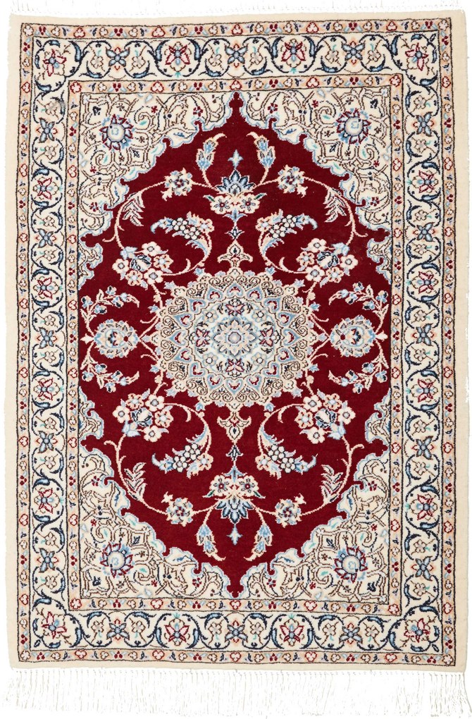 Nain Tappeto 90x60 Rosso (Iran) Annodato A Mano