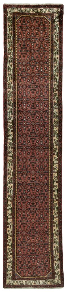 Hamedan Tappeto 410x90 Rosso (Iran) Annodato A Mano