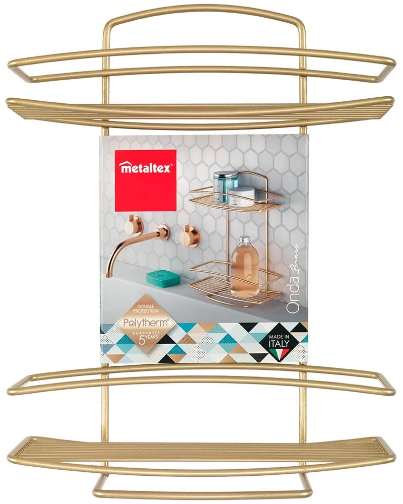 Mensola da bagno in acciaio color oro Onda - Metaltex