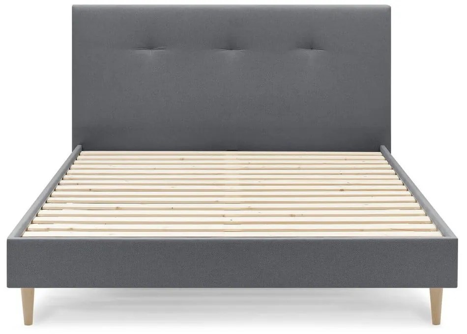 Letto matrimoniale imbottito grigio con griglia 180x200 cm Tory - Bobochic Paris