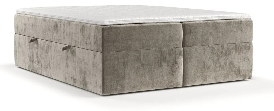 Letto boxspring marrone chiaro con contenitore 160x200 cm Yoko - Maison de Rêve