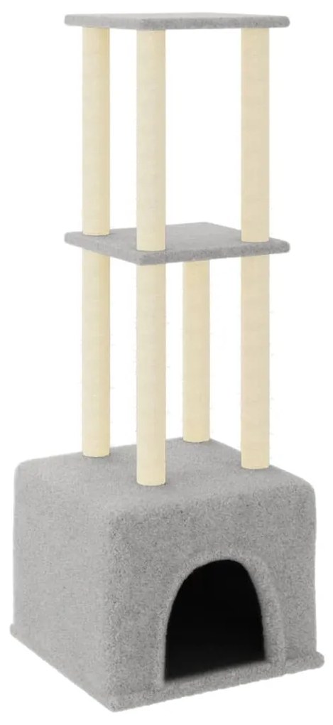 Albero per gatti con tiragraffi in sisal grigio chiaro 133,5 cm