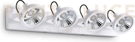 Glim spot con 4 faretti attacco gu10  lampadina inclusa bianco