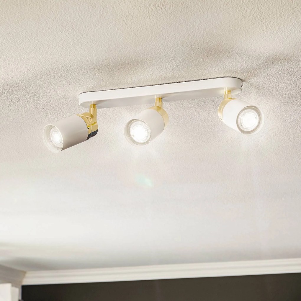 Luminex Faretto da soffitto Rondo bianco/oro, 3 luci