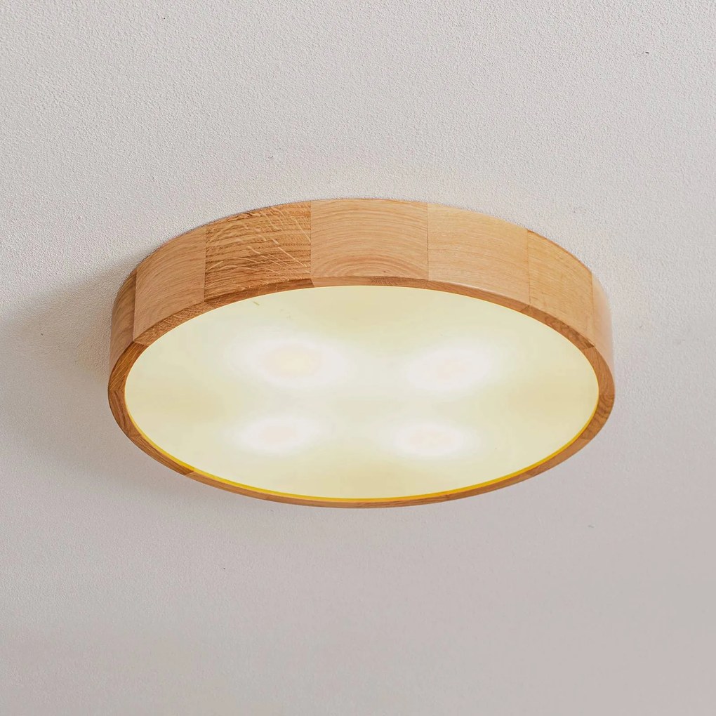 TEMAR LIGHTING Plafoniera Cleo DR475, IP20, sensore, Ø 48 cm, legno di quercia