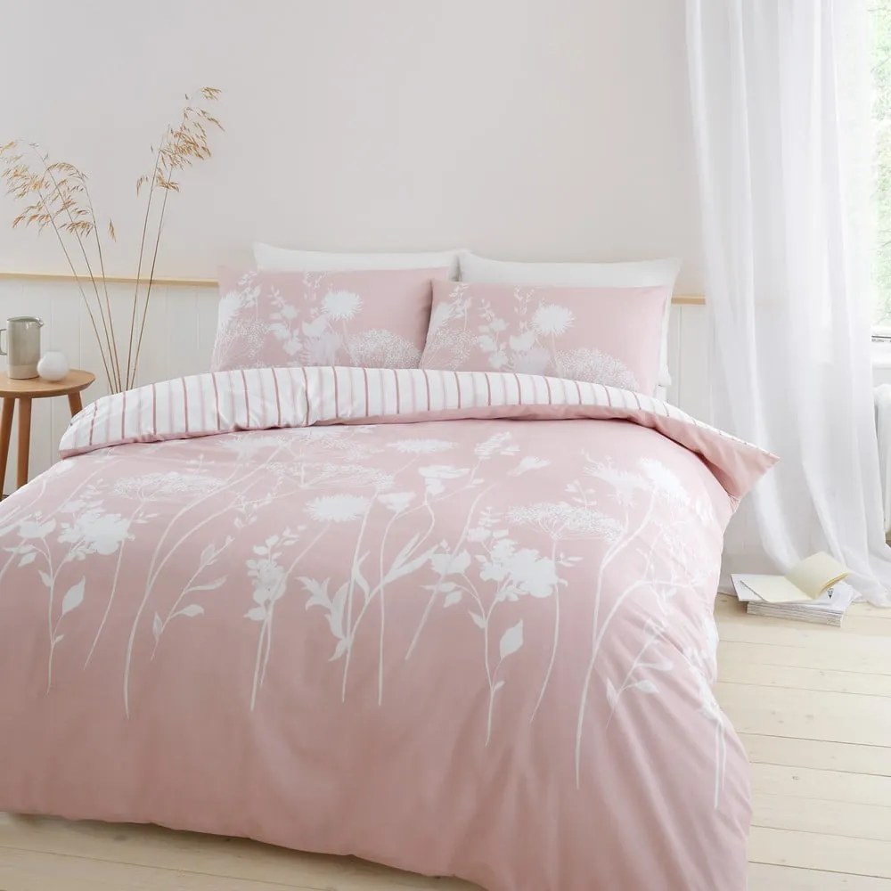 Biancheria da letto rosa e bianca per letto matrimoniale 200x200 cm Meadowsweet Floral - Catherine Lansfield