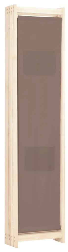 Divisorio a 5 pannelli marrone 200x170x4 cm in tessuto