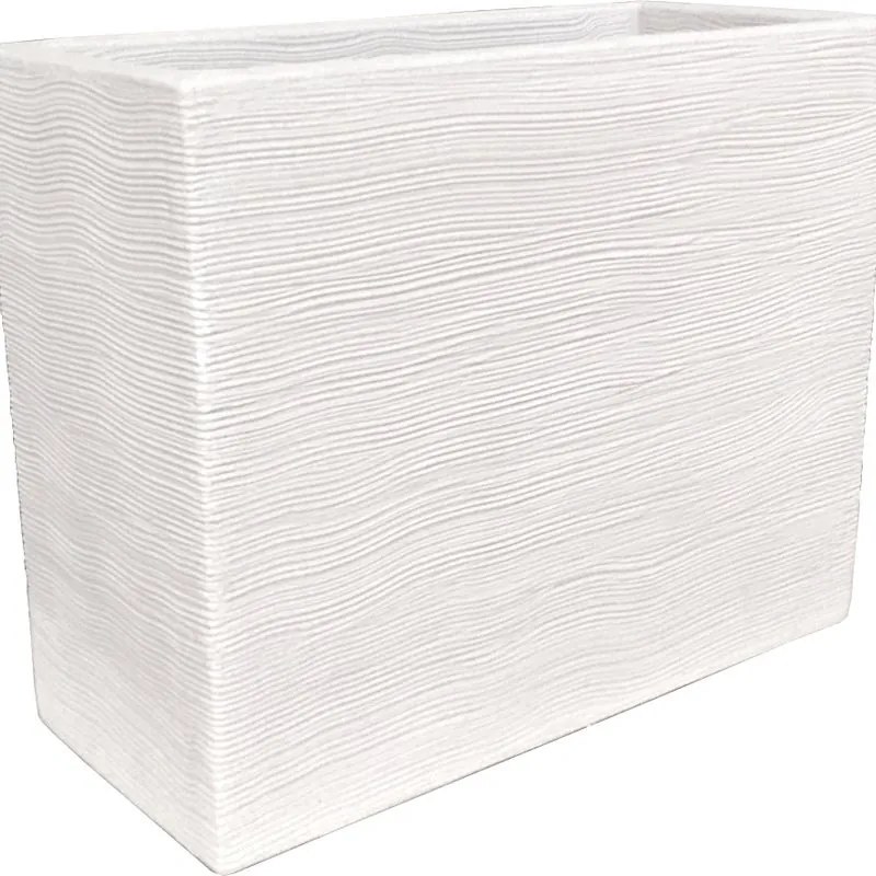 Fioriera Rigata Shabby in polietilene bianco H 61 x L 78 x P 35 cm