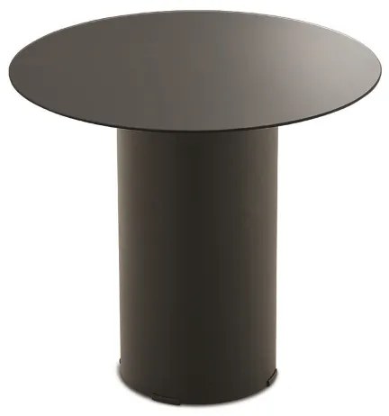 Tavolino tondo WAYLON 45 con base in metallo Nero e piano in vetro Fumč